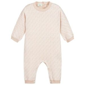 Fendi baby girl romper in light pink.